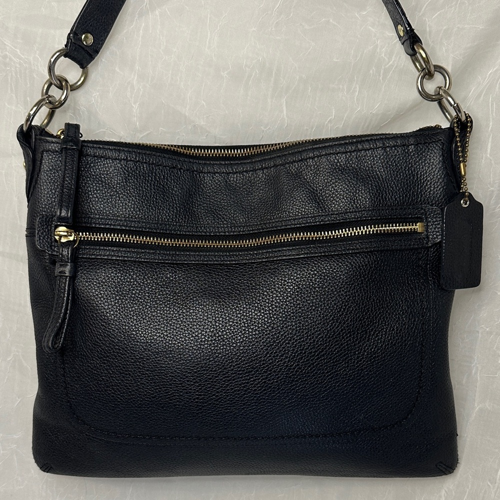 Coach Poppi Perri Black Leather Shoulder Bag
